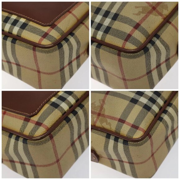 BURBERRY Nova Check Shoulder Bag PVC Beige Gold Auth - Picture 16 of 16